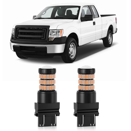 MEALAM Amber Yellow 3157 4057 3057 3156 LED Bulbs Front/Rear Turn Signal Blinker Lights Compatible with 2004 2005 2006 2007 2008 2009 2010 2011 2012 2013 2014 Ford F150 F-150, Pack of 2