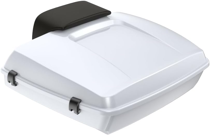 Advanblack White Onyx Pearl Razor Tour Trunk Pack Black Latches Compatible with Harley Touring 14-25 Road King Road Glide Street Glide Electra Glide - Weather Resistant, Keep Ride Agile & Stylish