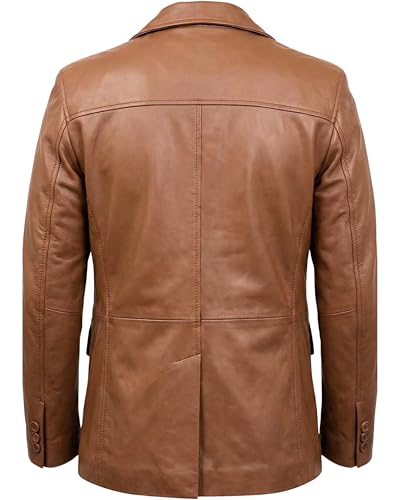 Image of Men's Leather Blazer - Lambskin Leather Blazer Men Genuine Leather Jacket Blazers - Men's Real Leather Sport Coat