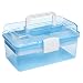 MyGift 10" Clear Light Blue Plastic Multipurpose Portable Handled Organizer Storage Box/Case w/Removable Tray
