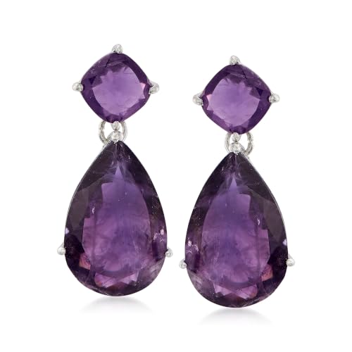 Ross-Simons 20.00 ct. t.w. Amethyst Drop Earrings in Sterling Silver