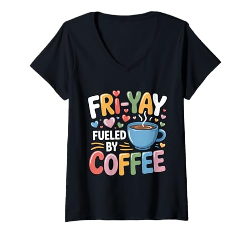 Femme Fri-Yay Happy Friday Drôle Weekend Enseignant Étudiant Fri Yay T-Shirt avec Col en V