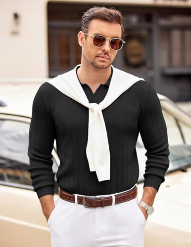 Image of NORTHWIND Men's Cotton Full Sleeve Collar Polo Sweater for Man Rib Knitted Sweaters for Men Winter Pullover Sweater for Men