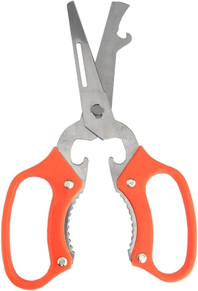 Kitchen Scissors Kitchen Shears Detachable Stainless Steel Bone Fish Cutter Shears Bottle Opener Poultry Shears(Orange)
