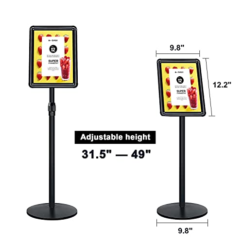 Mutualsign Heavy Duty Sign Holder Poster Stand 8.5"X 11" Floor Standing Sign Holder Adjustable Pedestal Sign Stand With Cast Iron Base For Display/Advertisement (Black) #TOP3