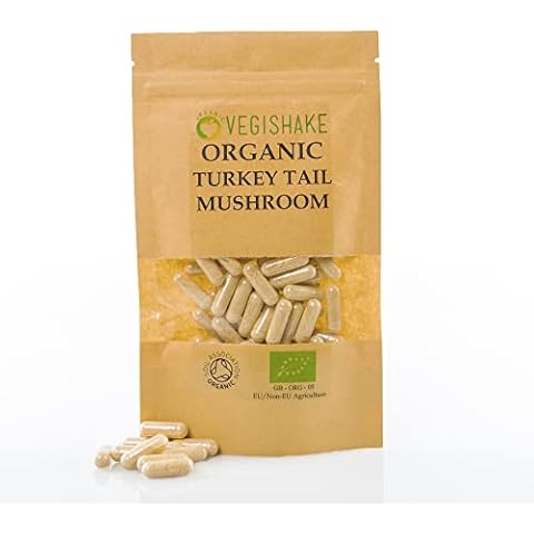 Organic Turkey Mushroom HPMC Capsules 600mg Polysaccharides Immune Cognitive Vegan Halal Kosher (90 Capsules) Cover