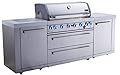 Mont Alpi MAi805 44-inch 6-Burner 115000 BTU Stainless Steel Gas Outdoor Kitchen Bar Barbecue Modular Island Grill w/Infrared Side & Rear Burners + Granite Countertops + Storage Cabinets & Drawers