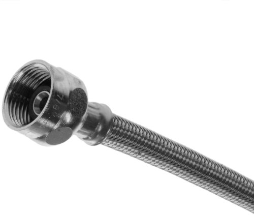 Plumber's Choice 30462 Stainless Steel Braided Supply Line for Toilet with Brass Steel Nuts, 3/8-Inch Compression by 12-Inch