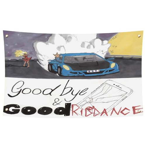 Jutamore Juic Rapper Flag Wrld Goodbye and Good Riddance flag tapestry 3x5ft double sided with College Dorm Tapestry College Dorm Living Room Party Decorations Black