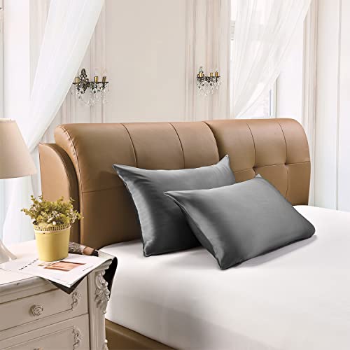 Since Silk Fundas de Almohada de Seda 100% Morera Natural 25 Momme, Suaves y Cuidado de la Cabello Funda de Almohada de Seda con Cremallera Oculta - 1 Pieza Gris (50 * 90cm)