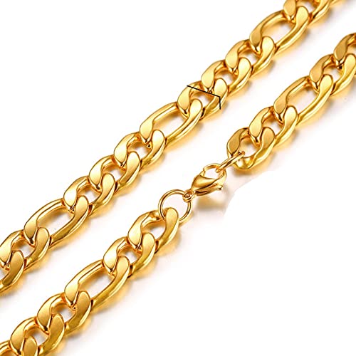 Collier homme acier inoxydable robuste anti-noircissement avec maille Figaro