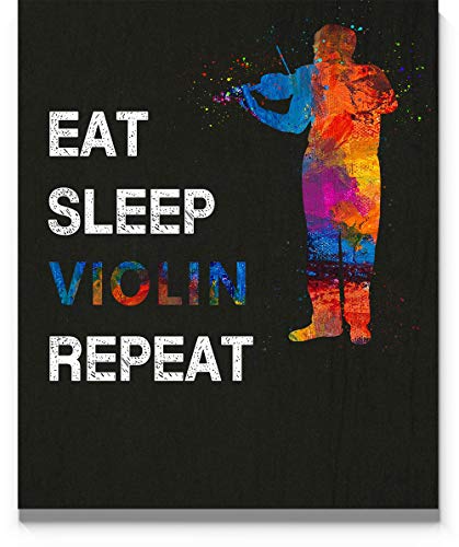 Eat Sleep Violin Repeat Wall Art, 11x14 inch Unframed Print, Great Gift Idea for Violinists, Violin Teachers and String Instrument Lovers