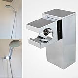 Supporto regolabile per soffione doccia, montaggio a parete per bagno, design quadrato, rotazione a 360 gradi, finitura cromata, argento, per pareti piatte o ruvide