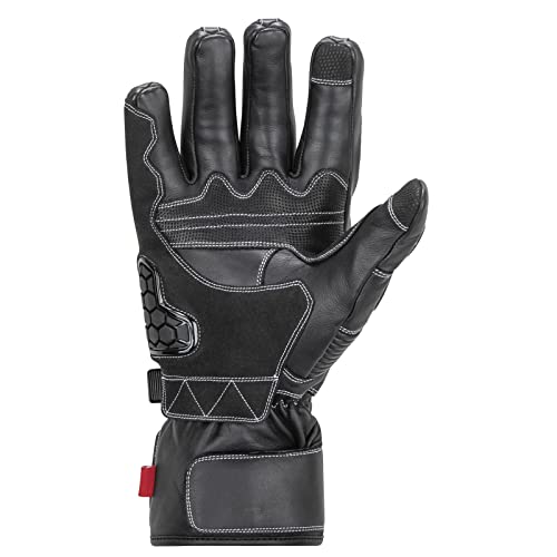 Noru Kabon Leather Gauntlet Motorcycle Glove - Waterproof Touring Glove With Thermo-Set Carbon Knuckle And Touchscreen Compatible Fingertip #TOP1