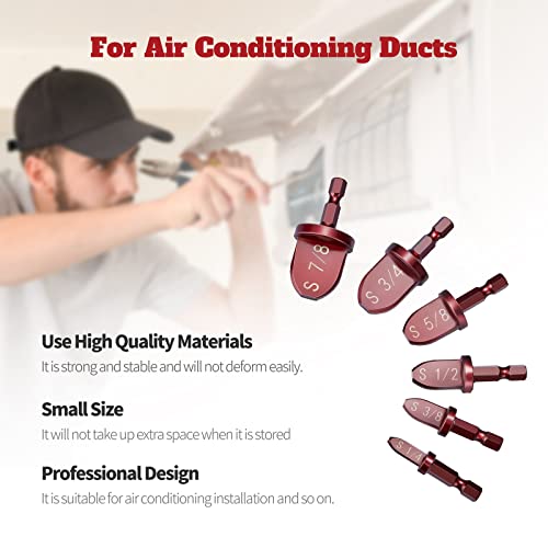 Image of HVAC Repairing Tools,12PCS Air Conditioner Copper Pipe Expander Swaging Tool, 1 /4 Inch Hex Shank Copper Pipe Flaring Tool Tube Expander,12PCS 1 /4''， 3 /8''，1 /2''， 5 /8''，3 /4''，7 /8''Bits,40CR