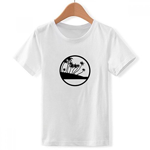 T-Shirt Blanc Garçon XXX-Grand Ras du Cou Motif Cocotier Noir Plage