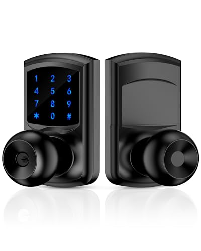 HIDALIFE Verrouillage de porte d’entrée sans clé, serrure de porte avec clavier et poignée, serrure numérique tactile, mot de passe anti-espionnage, verrouillage automatique, installation facile pour