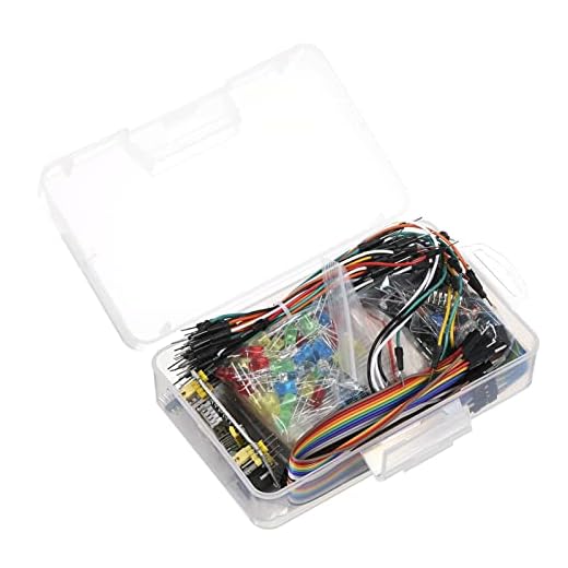 Domary Pacote de kit de diversão eletrônico com capacitor de resistor de cabo de placa de ensaio leds substituição de potenciômetro para arduino respberry pi