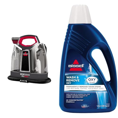 Bundle of BISSELL SpotClean ProHeat Carpet Cleaner + BISSELL Wash & Remove Deep Clean + Oxy Cleaning Solution 1.5L (36981 & 1265E)