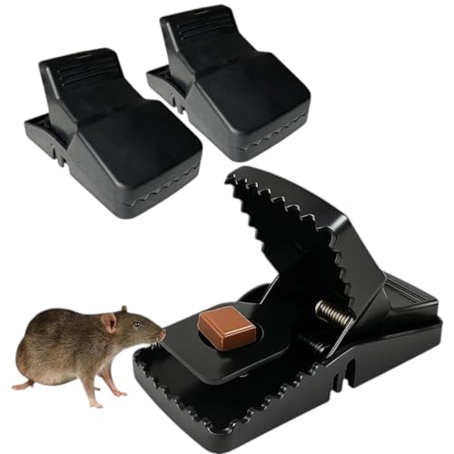 XXL Rattenfalle 21cm – 2er Pack Große Schlagfalle, Wiederverwendbar, Heavy Duty, Effektive Falle für Ratten, Schwarz