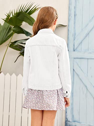 Girl Buttons Jean Jacket Denim Pockets Basic Spring Outwear 5-14 Years Old2