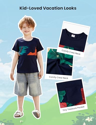 Image of PATPAT Family Matching Outfits Mommy and Me Dresses Hawaiian Tropical Vacation Beach Spaghetti Strap Dress and Shirt