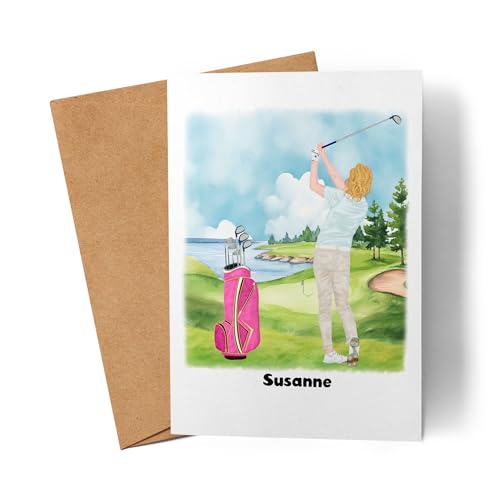 Kiddle-Design Golferin Karte Personalisiert Golfgeschenk für Golfspieler Golftrainerin Geburtstagskarte Geburtstag Golferin Golf Frau Gadget