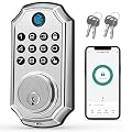 LOCK&SOLVER Keyless Entry Door Lock, Smart Lock for Front Door, Keypad Fingerprint Doorlock, App Remote Control, One-Time Code, Auto Lock, Easy Installation with Video Guide, Rust-Resistant Zinc