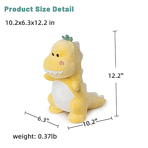 Adorlynetty Dinosaur Stuffed Animal,12“ Cute Stuffed Dinosaur Plush Soft Dino Stuffed Animals Dino Plush Dinosaur Plushie Toys For Boys Girls Kids Baby Toddlers (Yellow) #TOP5