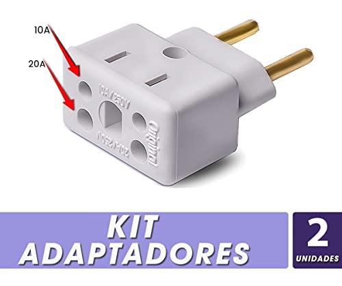 Kit com 02 Adaptadores Tomada Bob Esponja Benjamin 10A 20A Plug Pino Grosso 250v - Plugue Bivolt 110