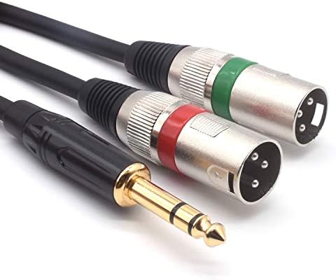 SiYear 10FT 6.35mm (1/4inch) TRS Male Plug to 2 Dual XLR Male Stereo Unbalanced Y Splitter Patch Microphone Cable Cord （3M）