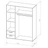 VALENCIA, Armadio effetto rovere Sonoma, bianco, a 3 ante molto capiente, versatile con ante a battente, per la vostra camera da letto, 155 x 195 x 60 cm, L x A x P #2