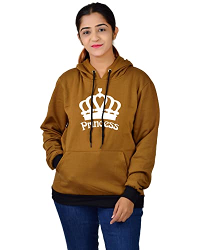 Image of More & More HOODMASTER Women's Fleece Hoodie Sweatshirt with Pockets Full Sleeves Regular Fit Solid Pattern Princess Theme Hooded Neck and Standard Length | Women Fleece Hoodie