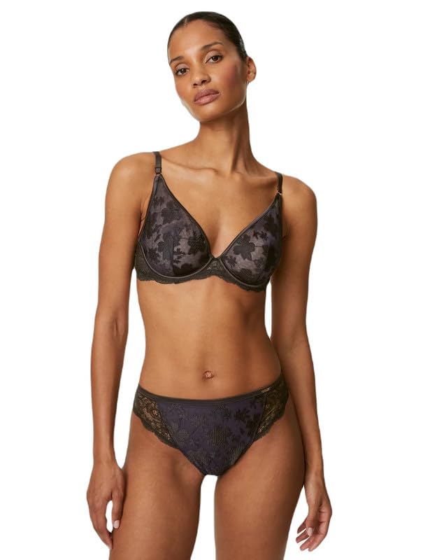 Image of Marks & Spencer Rosie Womens Polyamide Blend Embroidery High Rise High Leg Knicker