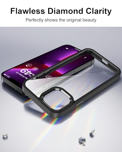 Image of HOOMIL Case for iPhone 13 Pro Max 6.7-Inch, Non-Yellowing, Drop Protection, Anti-Scratch Transparent Hard Back Phone Cover - Black