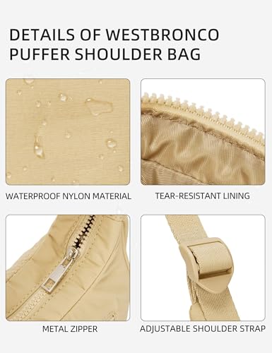 Small Puffer Crescent Shoulder Bag for Women, Nylon Quilted Puffy Handbags Hobo Purse with Adjustable Strap4