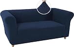 WJHDWYD Chesterfield Stretch Sofa Cover Non-Slip Stain Resistant Stretch Sofa Slipcover 3 Seater Sofa Cover with Armrests Super Soft Fabric(Navy,2 Posti)