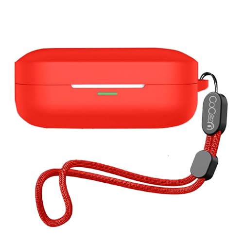 Image of Soft Silicone Case Cover for Realme Buds Air 7 | 7 Pro (Lanyard, Red)