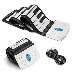 PERFECT PIANO FOR BEGINNERS --- 49 standard keys in black and white colors, made of high-quality environmental-grade silicone. The soft piano mat is light and flexible, perfect for beginners. It can help you practice fingering anytime and anywhere, a...
