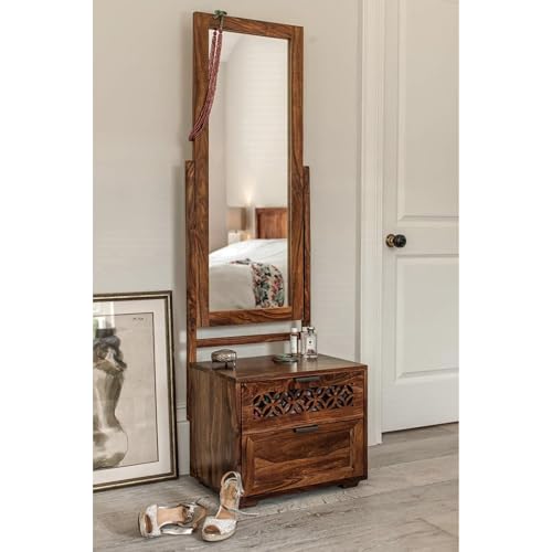 Image of The Attic Ambient Dressing Table for Bedroom, Solid Wood, Honey Matte Finish