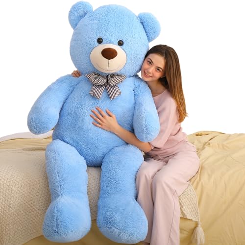 Image of MaoGoLan Giant Plush Teddy Bear, Life Size Large Stuffed Animal, 5 Feet, Soft and Fluffy Big Teddy Bear Gift for Baby Shower, Christmas, Valentine's Day, Blue