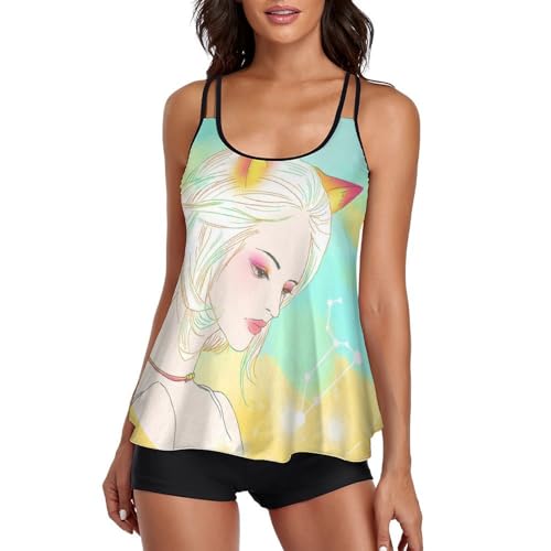 Ensemble bikini constellations design robe de plage fluide et shorty confortable femme