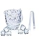 OCEANO Eiskübel aus transparentem Glas mit Griff und Zange für Eiswürfel, Eimer, Eisbehälter, Wein, Bier, Servieren, Getränke, Partys, Cocktailbar