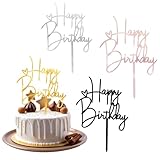 4 Stück Happy Birthday Cake Topper Acryl Geburtstag Kuchen Dekorationen Personalisierte Kuchen...