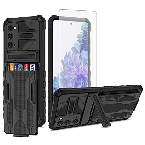 Coque Samsung S20 FE 5G antichoc avec protège-écran et fente pour carte bancaire au dos