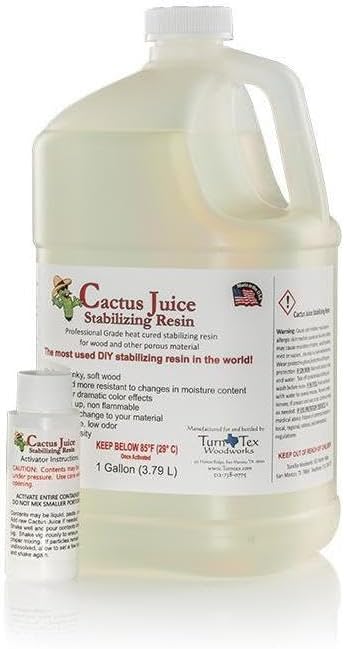 ZASTION BVV Cactus Juice Stabilizing Resin for Woodworking - Cures & Hardens Soft Wood for DIY Projects, Carpentry - 1 Gallon Cactus Juice Resin - Activator Included