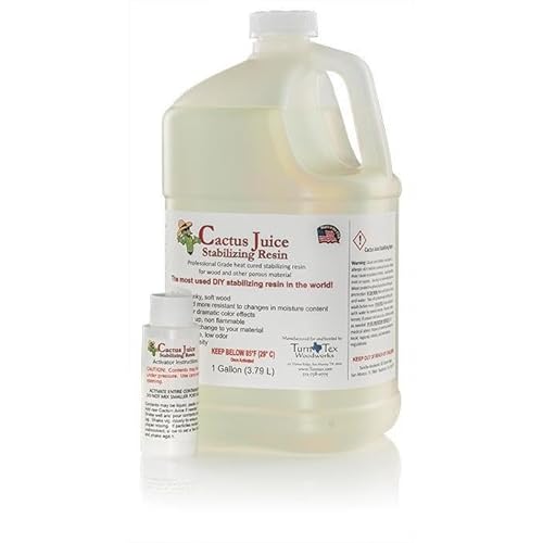 BVV Cactus Juice Stabilizing Resin for Woodworking - Cures & Hardens Soft Wood for DIY Projects, Carpentry - 1 Gallon Cactus Juice Resin - Activator Included