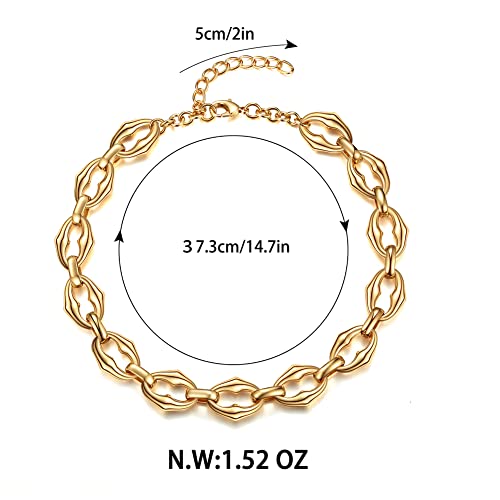 Classyzint Gold Chunky Choker Necklace Large Wide Chain Short Chokers For Women Girls (Gold Large Chain Choker) #TOP4