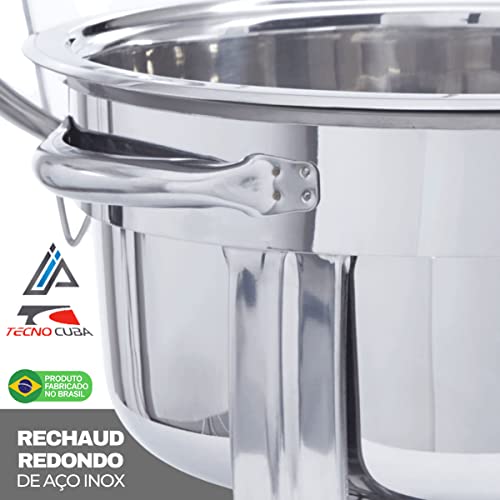 Rechaud Redondo de Aço Inox Capacidade 6 Litros Tecnocuba