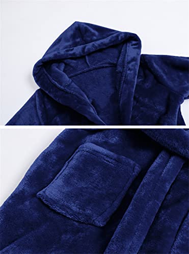 Image of Umeyda Girls Fleece Hooded Robes, Warm Printed Bath Robe for Kids Soft Fuzzy Bathrobe for Gifts